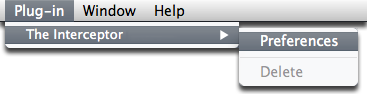 Plug-in -> Preferences -> The Interceptor